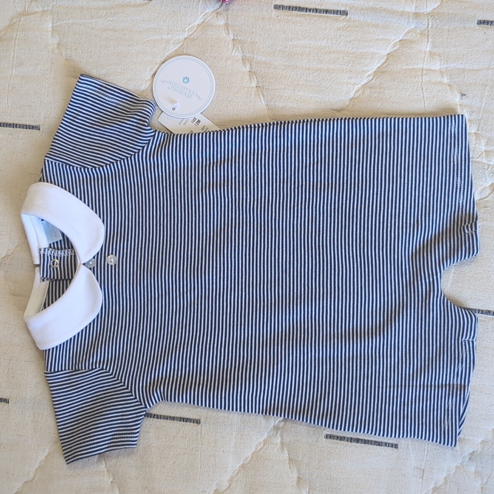 Edgehill Collection Blue and White Peter Pan Collar Top One piece.